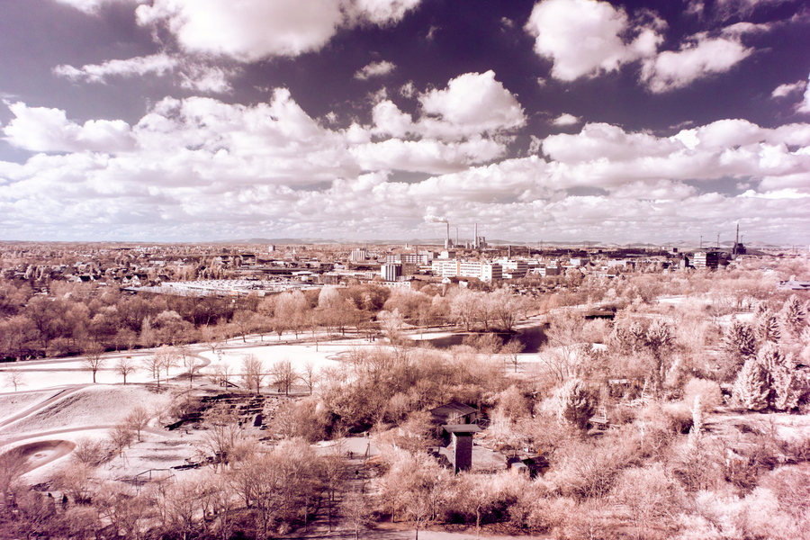 Infrarotaufnahme über der Günther-Klotz-Anlage in Karlsruhe